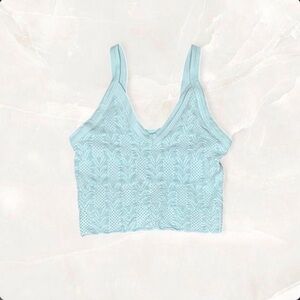 Nikibiki V Neck washed blue cropped tank Sz S